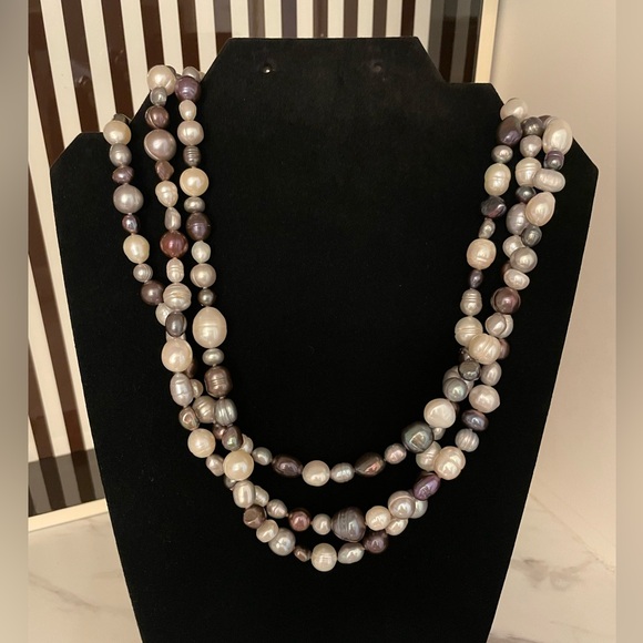 Long Baroque Freshwater Pearl Necklace Vintage Single Strand - Picture 2 of 8